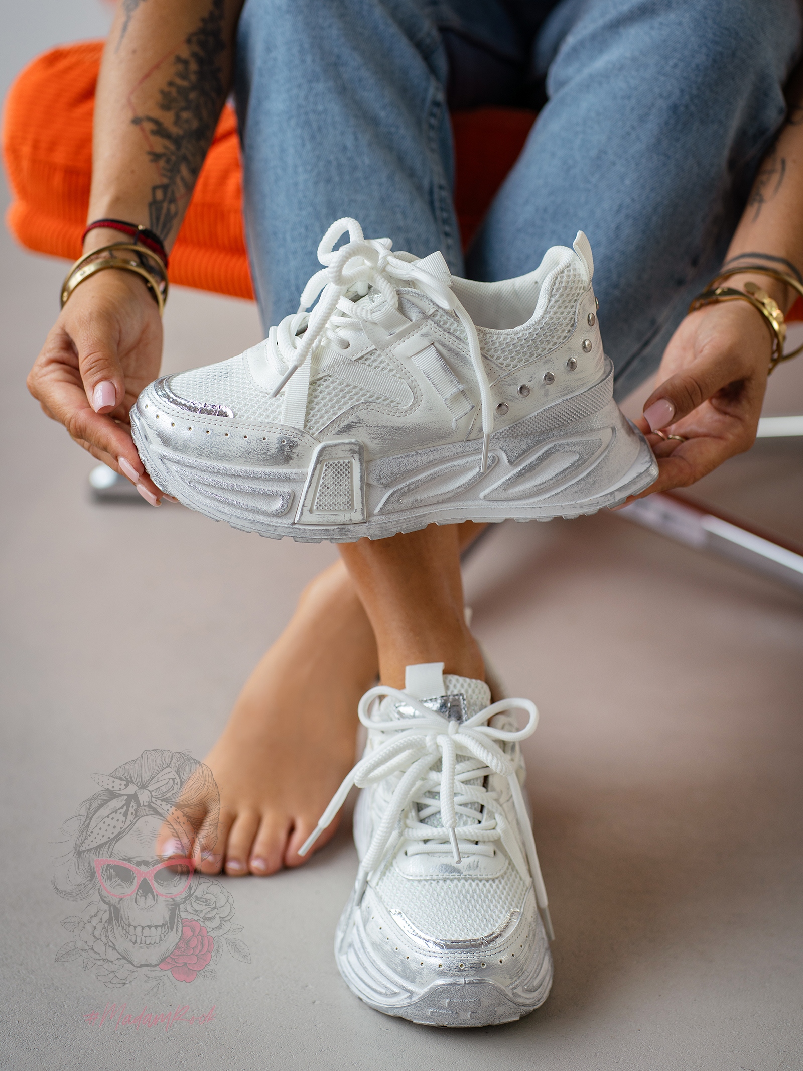 Buty sportowe metaliczne Rock Xeza białe