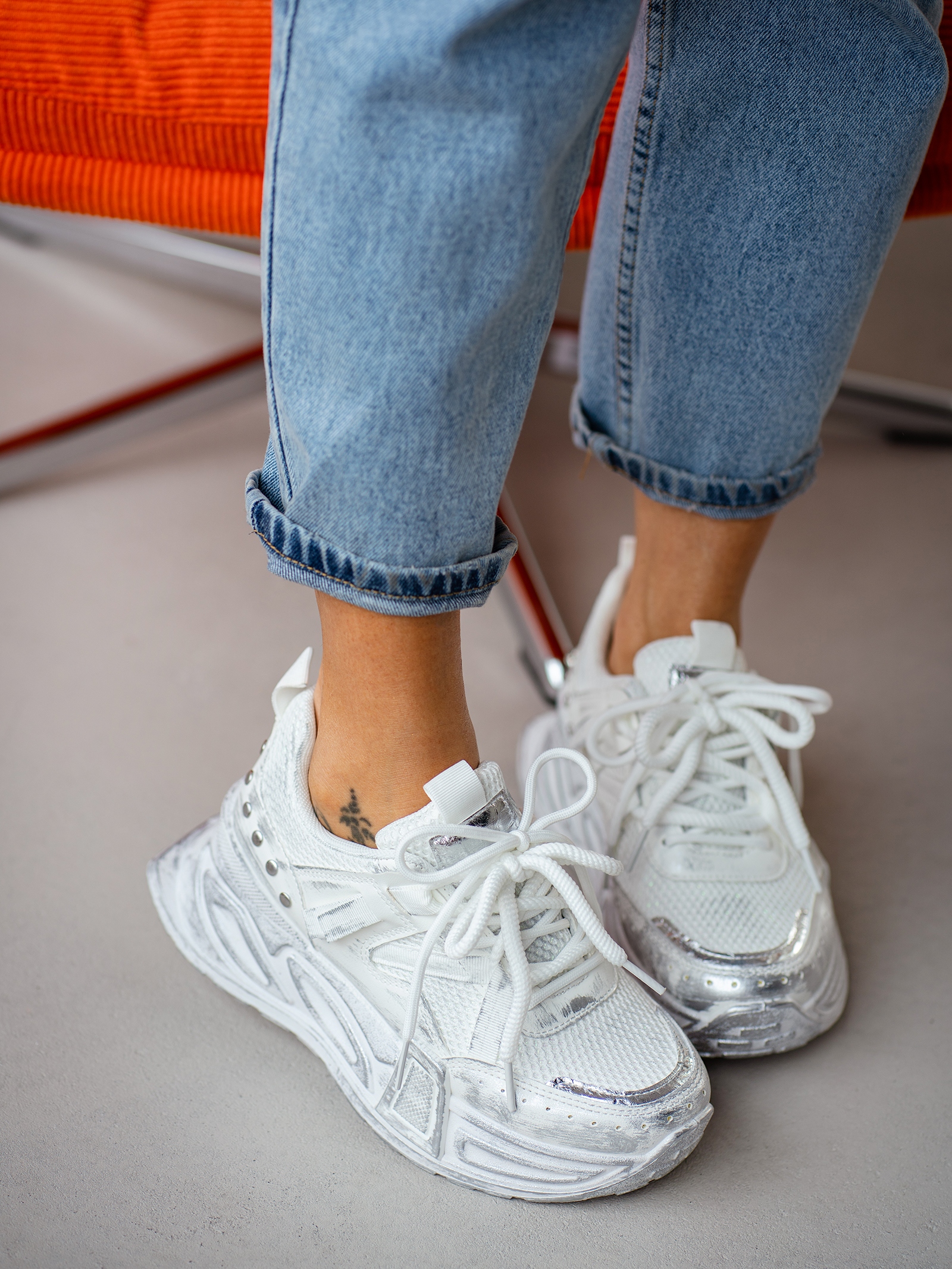 Buty sportowe metaliczne Rock Xeza białe