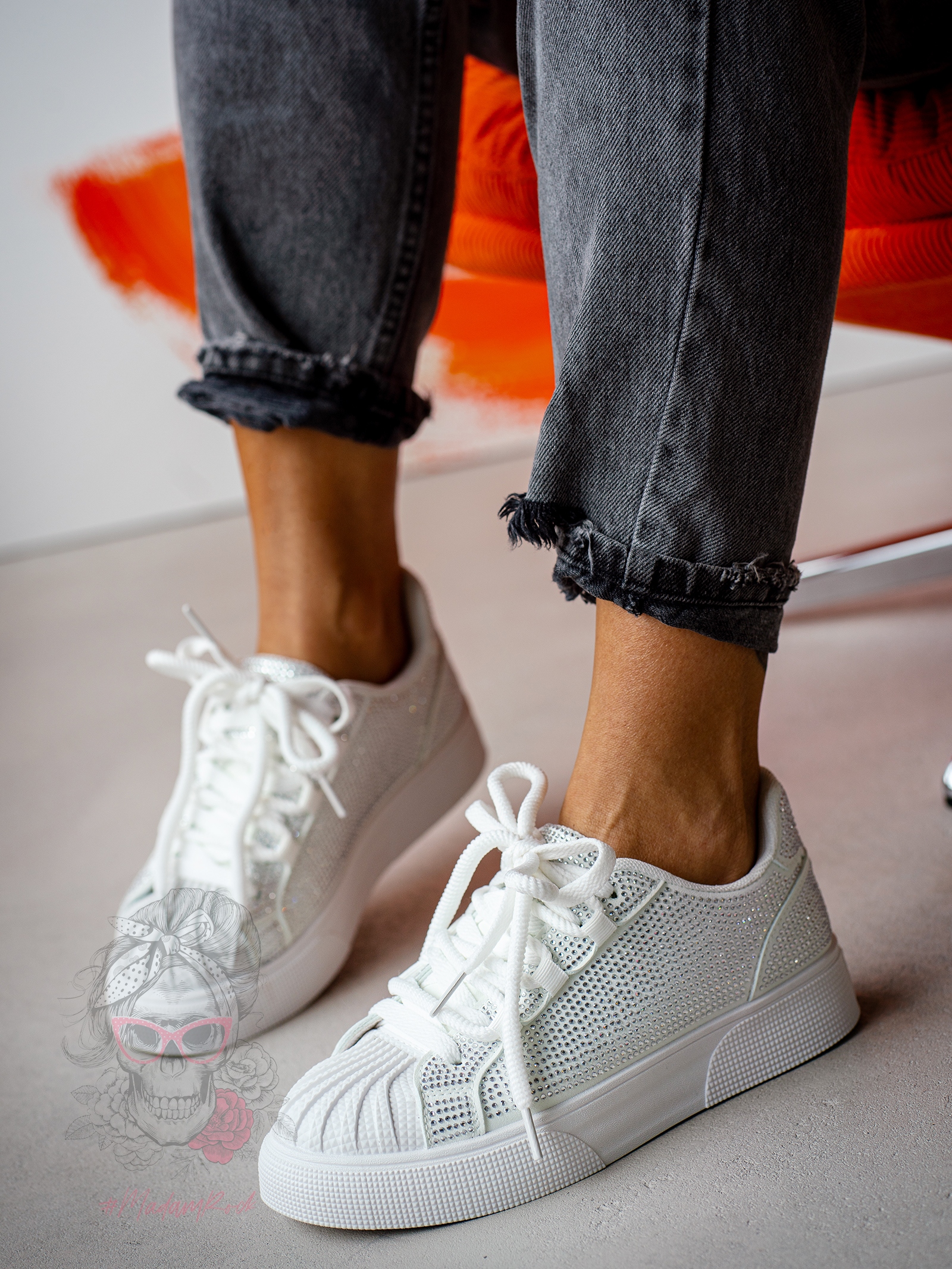 Buty sportowe z cyrkoniami Madam Splest białe
