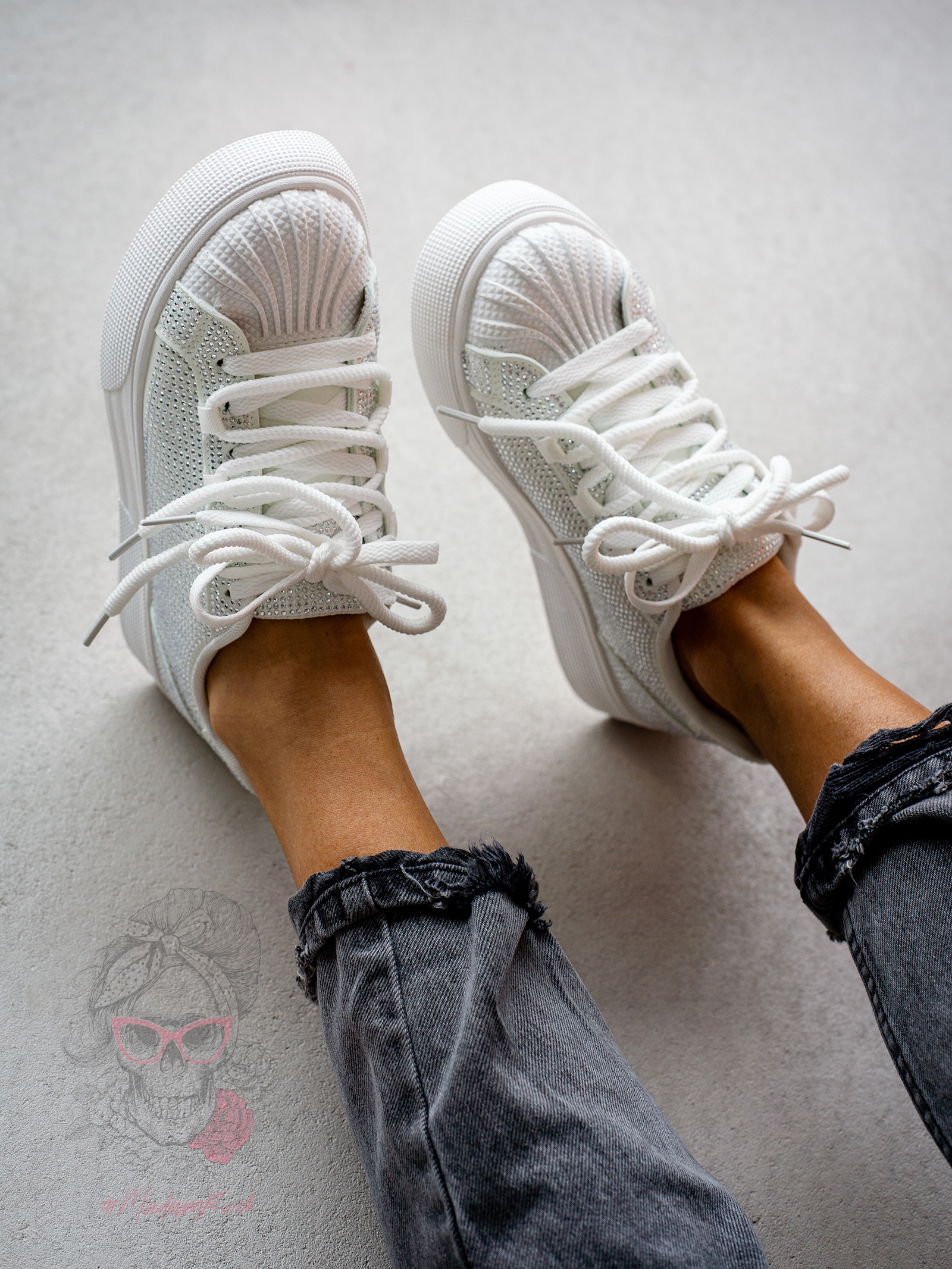 Buty sportowe z cyrkoniami Madam Splest białe