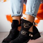 Botki zamszowe Madam Gold III czarne