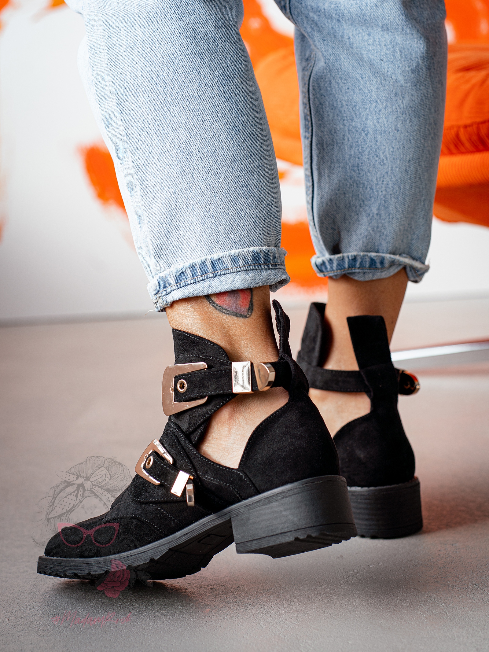 Botki zamszowe Madam Gold III czarne