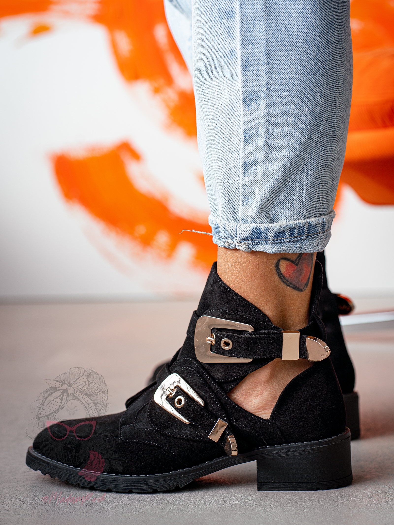 Botki zamszowe Madam Gold III czarne