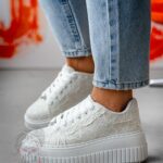 Buty sportowe na platformie Madam Amona białe