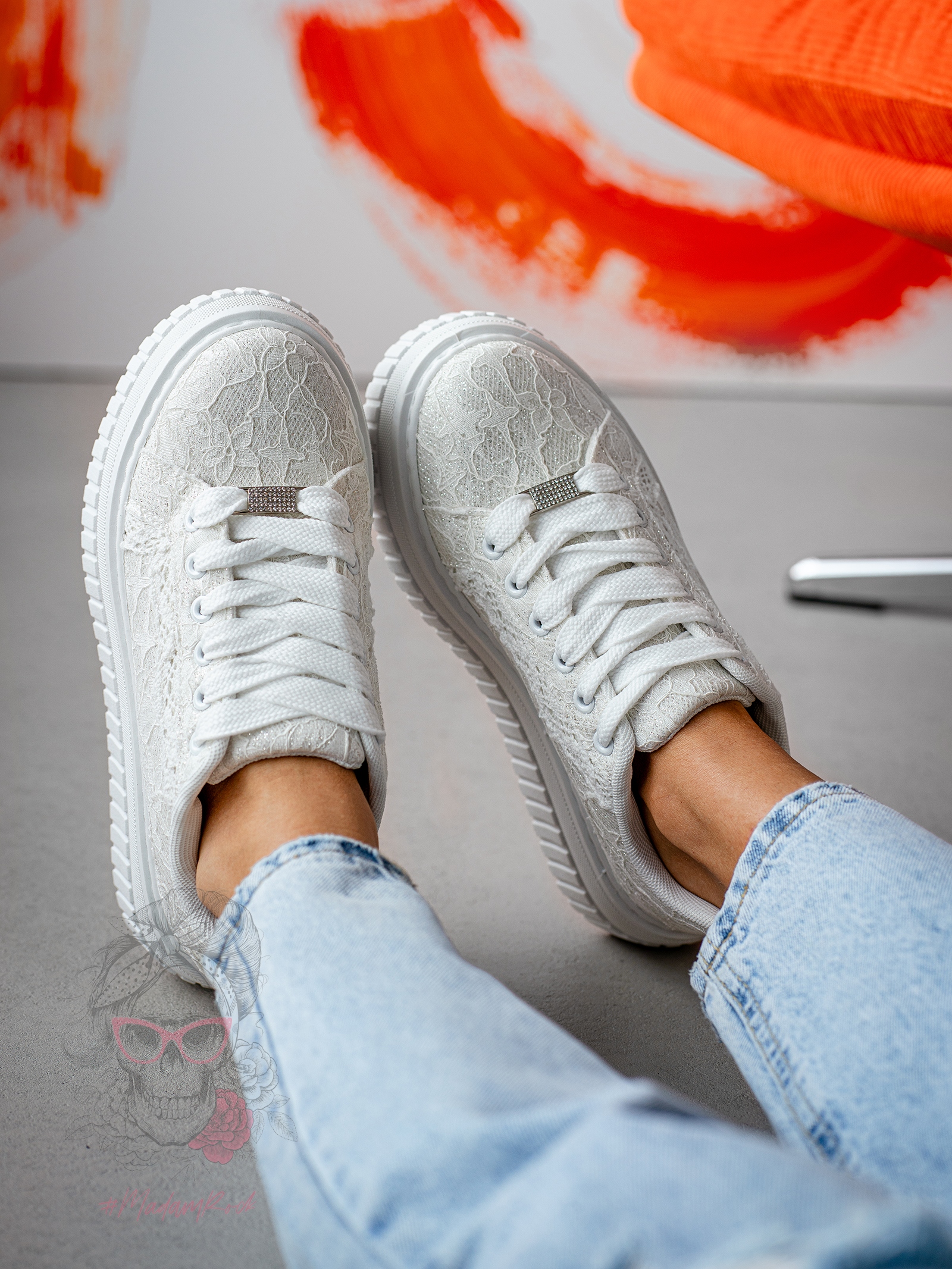 Buty sportowe na platformie Madam Amona białe Buty sportowe na platformie Madam Amona białe