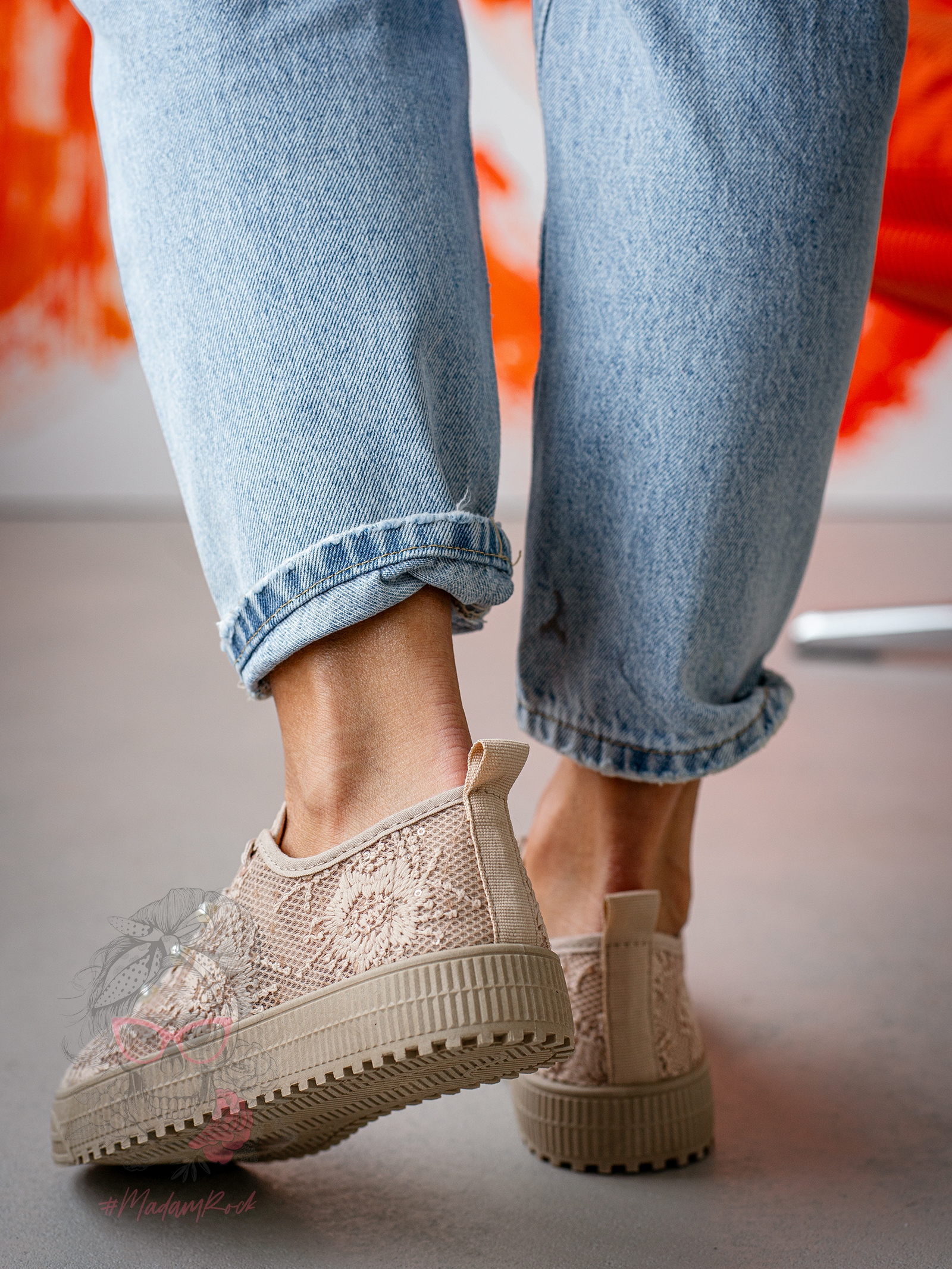 Trampki koronkowe boho Madam Blenor cappuccino