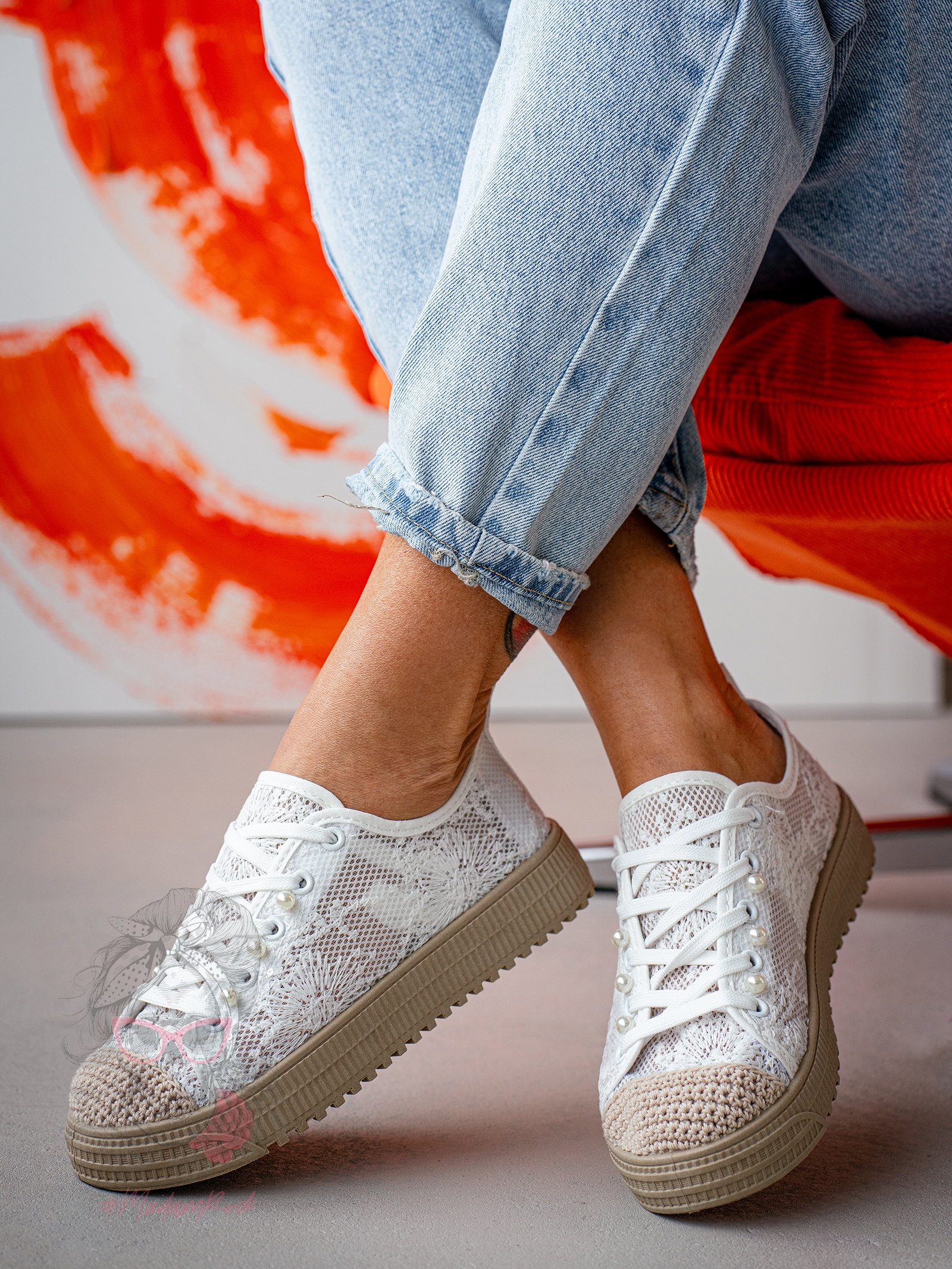 Trampki koronkowe boho Madam Blenor białe Trampki koronkowe boho Madam Blenor białe