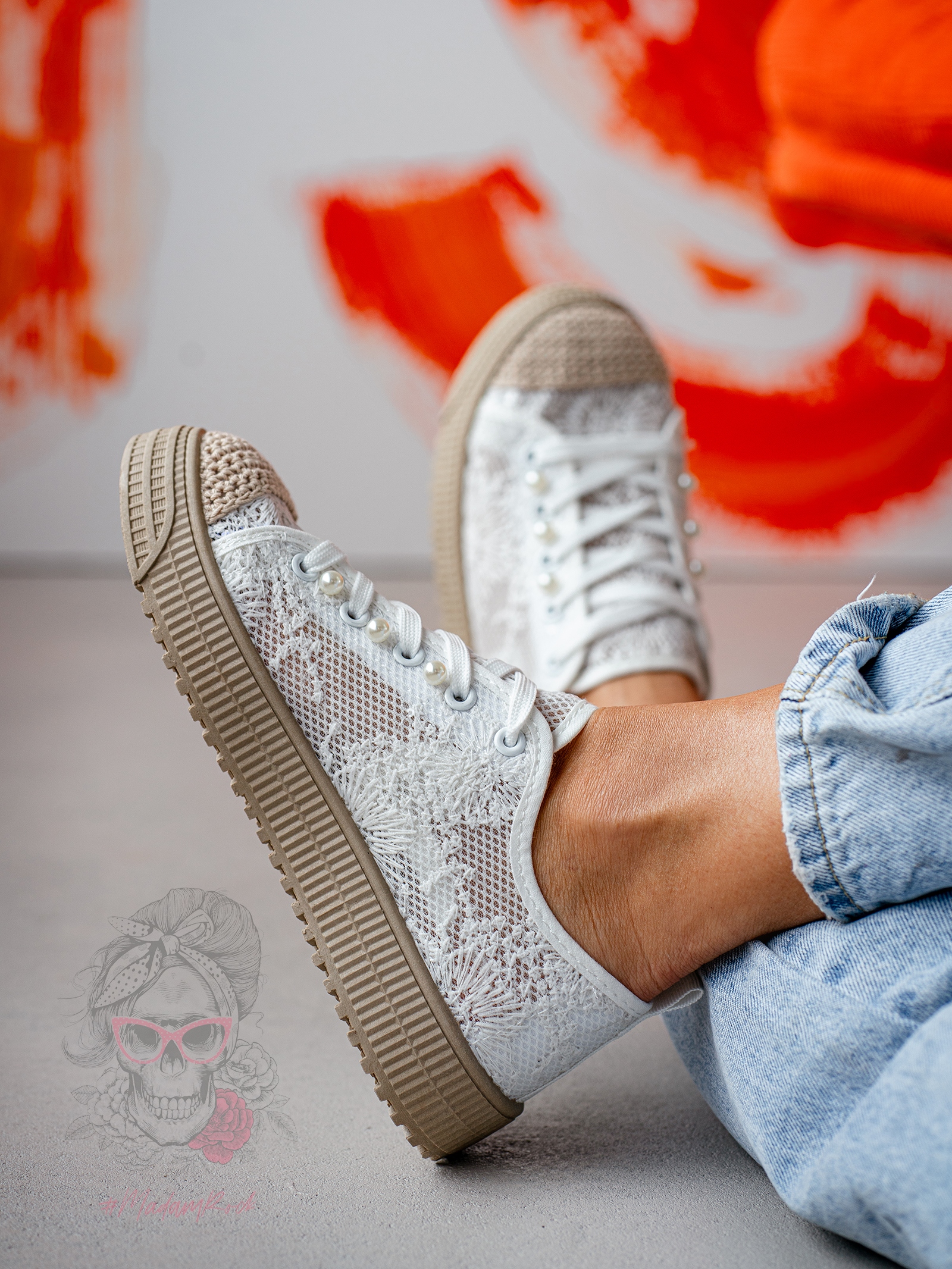 Trampki koronkowe boho Madam Blenor białe