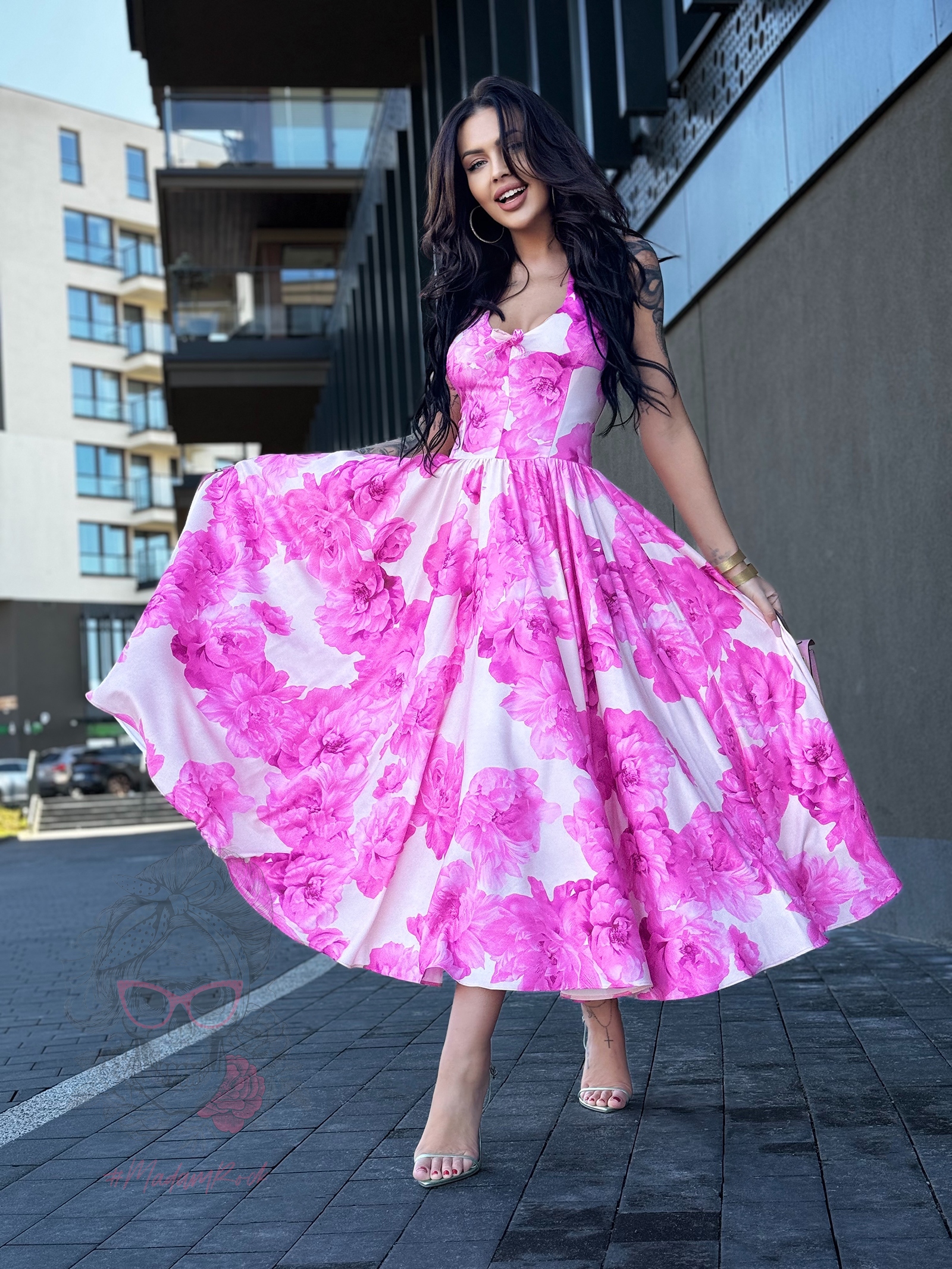 Sukienka midi NB Arelo różowa