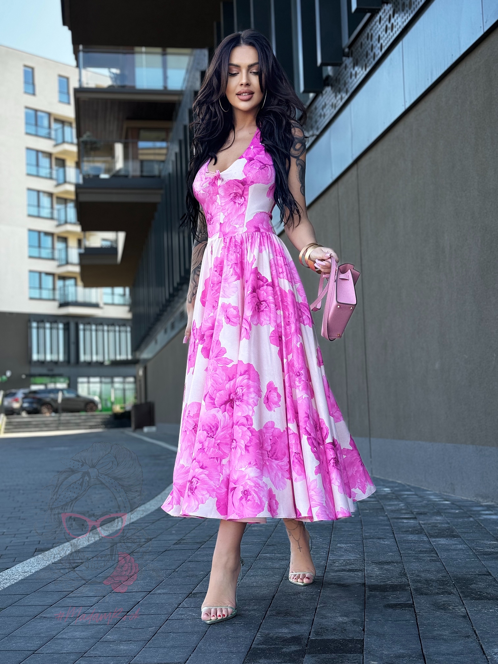 Sukienka midi NB Arelo różowa