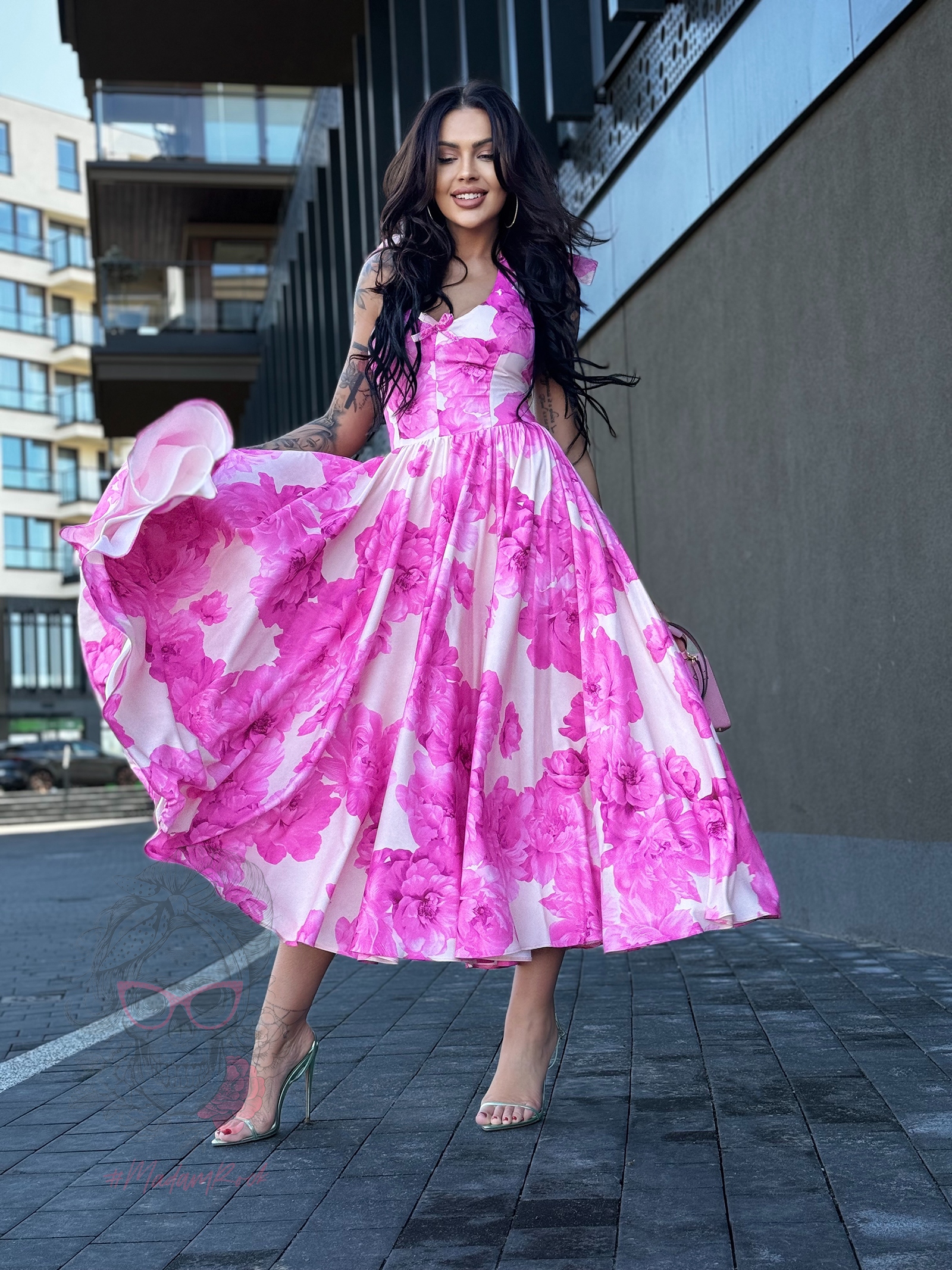 Sukienka midi NB Arelo różowa