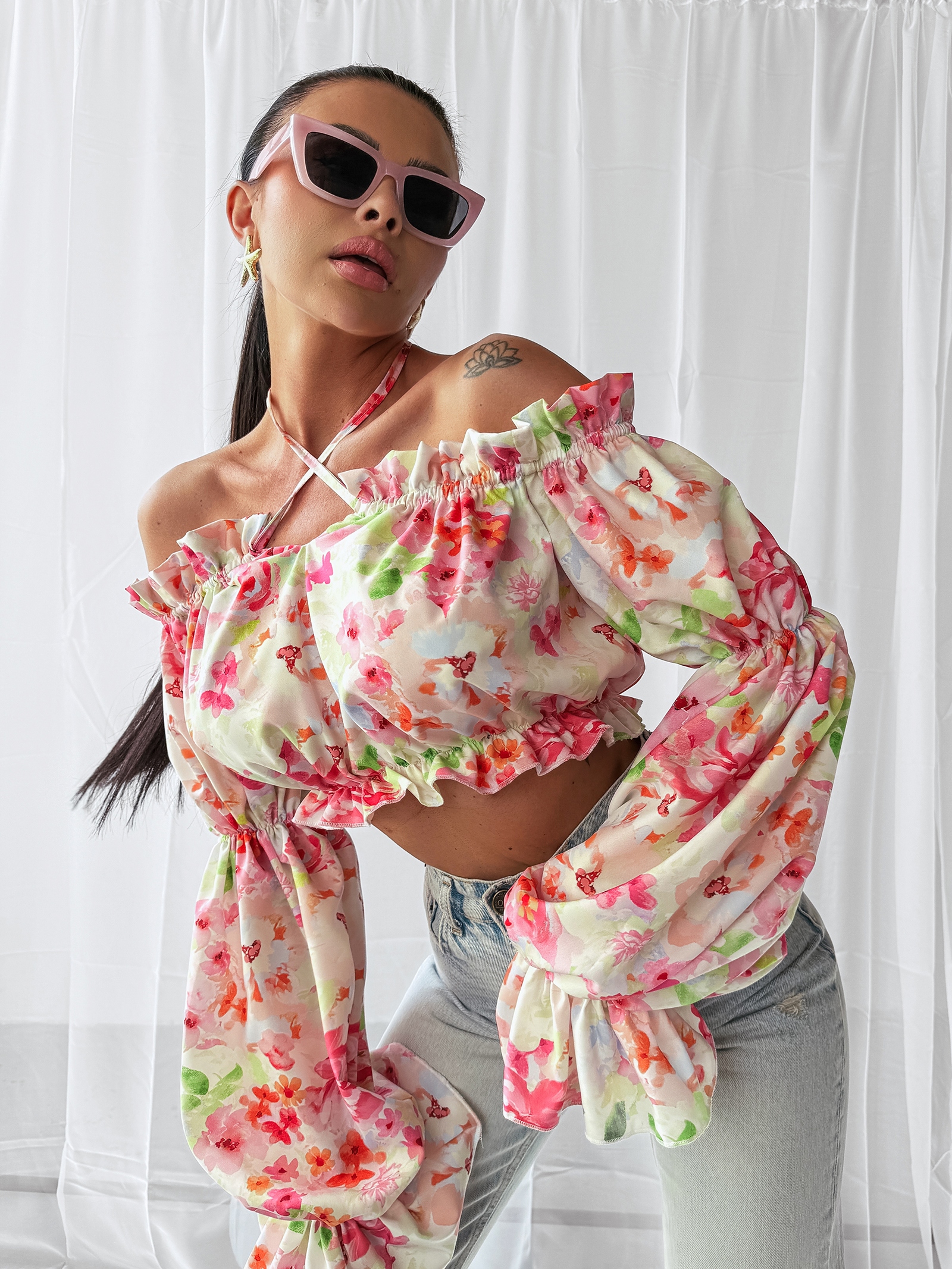 Bluzka typu hiszpanka GENTLE OLAVOGA spring bouquet Bluzka typu hiszpanka GENTLE OLAVOGA spring bouquet