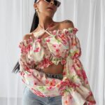Bluzka typu hiszpanka GENTLE OLAVOGA spring bouquet