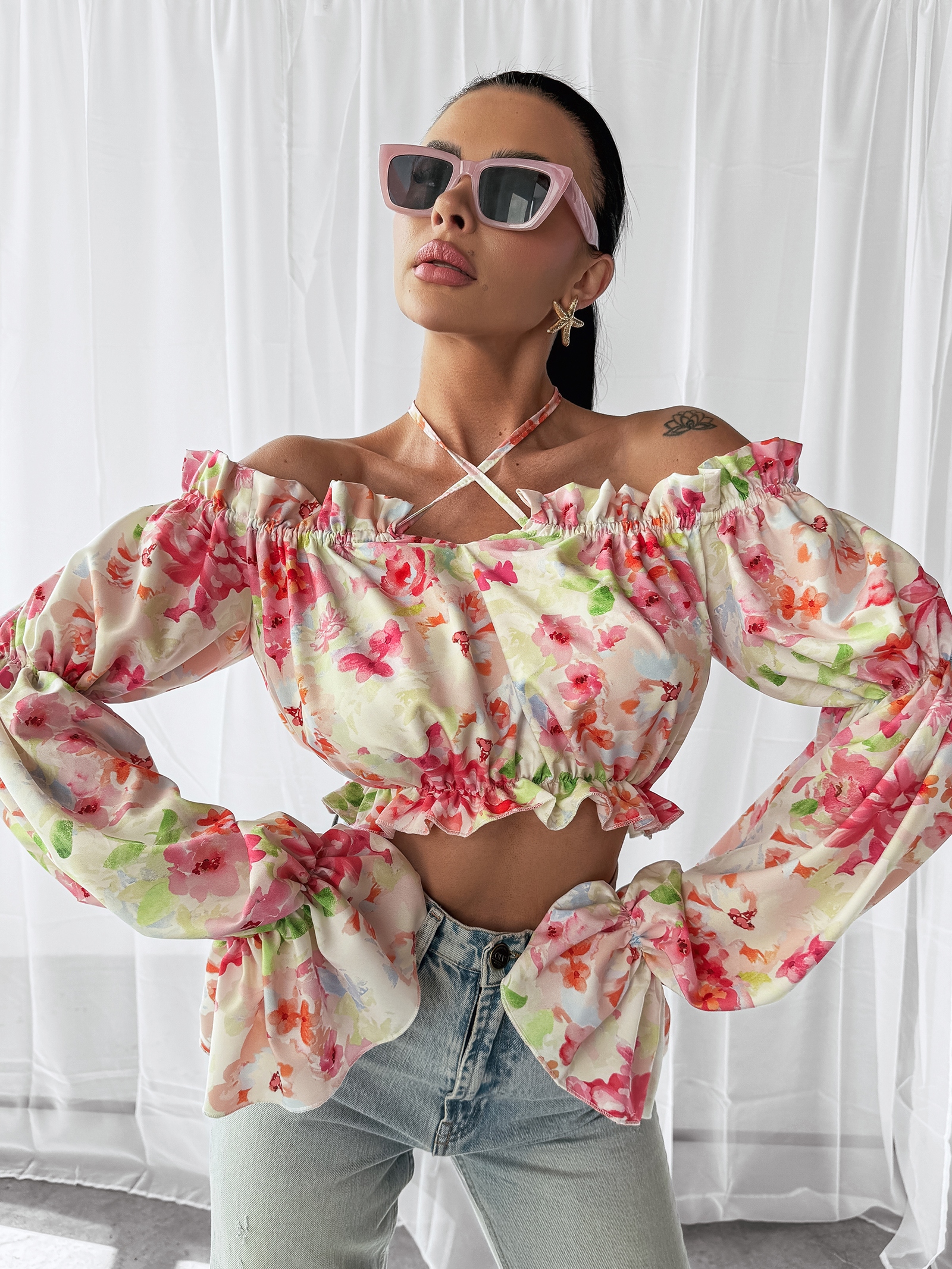 Bluzka typu hiszpanka GENTLE OLAVOGA spring bouquet Bluzka typu hiszpanka GENTLE OLAVOGA spring bouquet