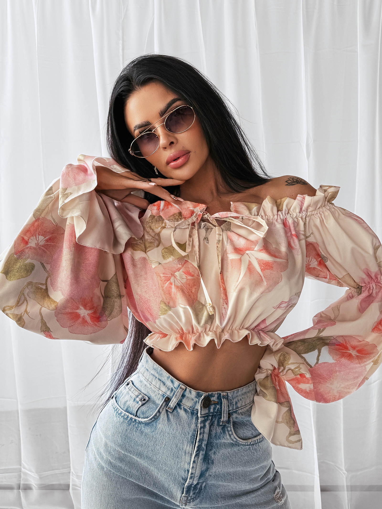 Bluzka typu hiszpanka GENTLE OLAVOGA tropical Bluzka typu hiszpanka GENTLE OLAVOGA tropical