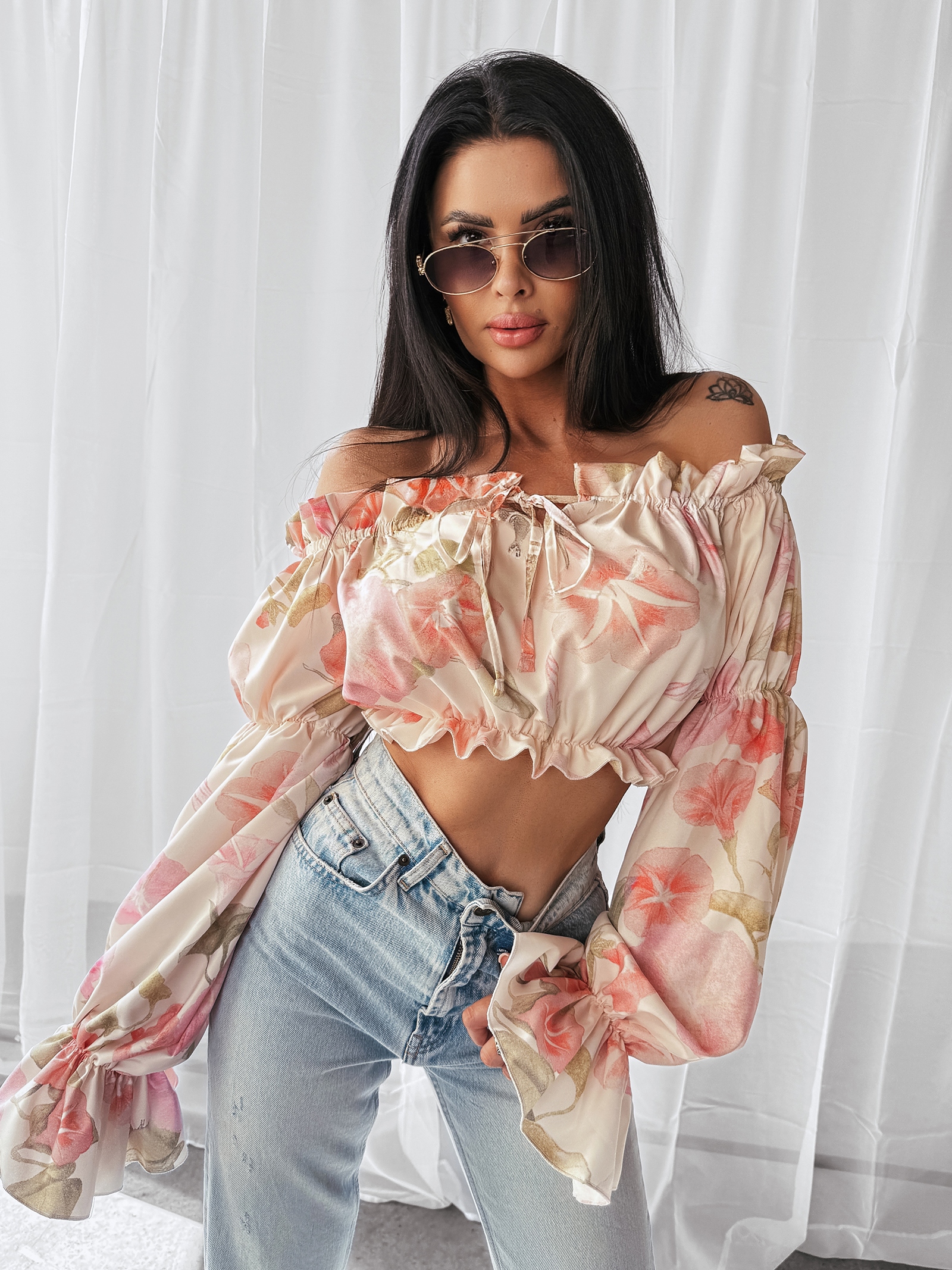 Bluzka typu hiszpanka GENTLE OLAVOGA tropical Bluzka typu hiszpanka GENTLE OLAVOGA tropical