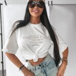 T-shirt ze złotym logowaniem EBRO OLAVOGA ecru