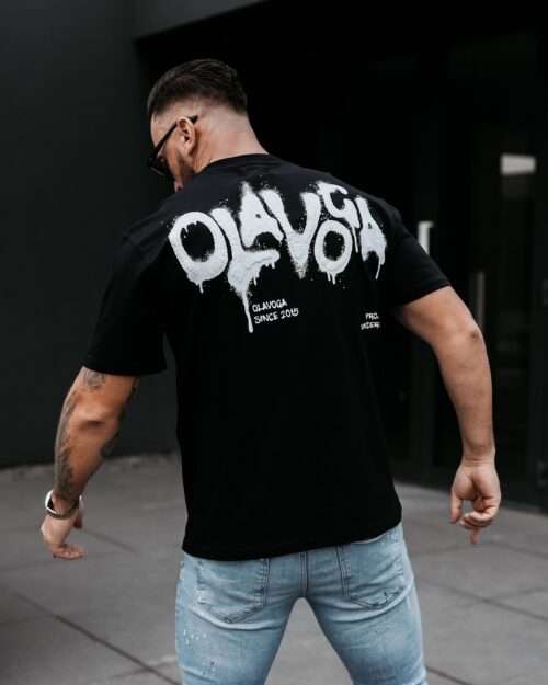 T-shirt męski typu slim GOOSE OLAVOGA czarny