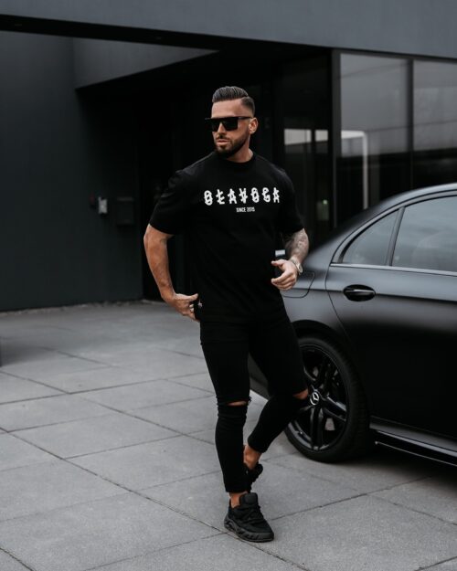 T-shirt męski bawełniany METAL OLAVOGA czarny