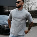 T-shirt męski z efektem sprania WASHED OLAVOGA szary