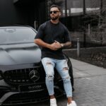 T-shirt męski z efektem sprania WASHED OLAVOGA czarny