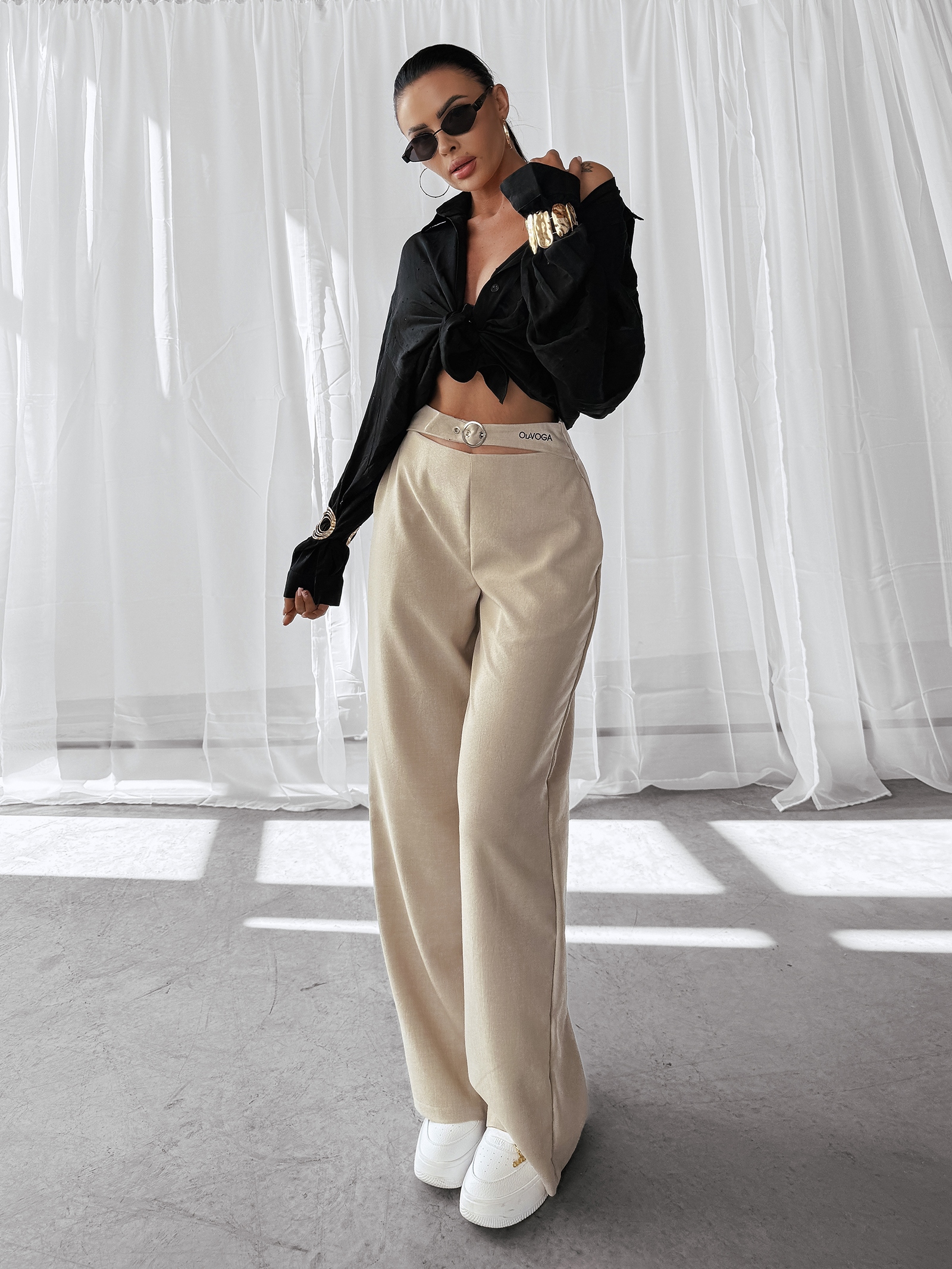 Spodnie casualowe SEINE OLAVOGA beżowe