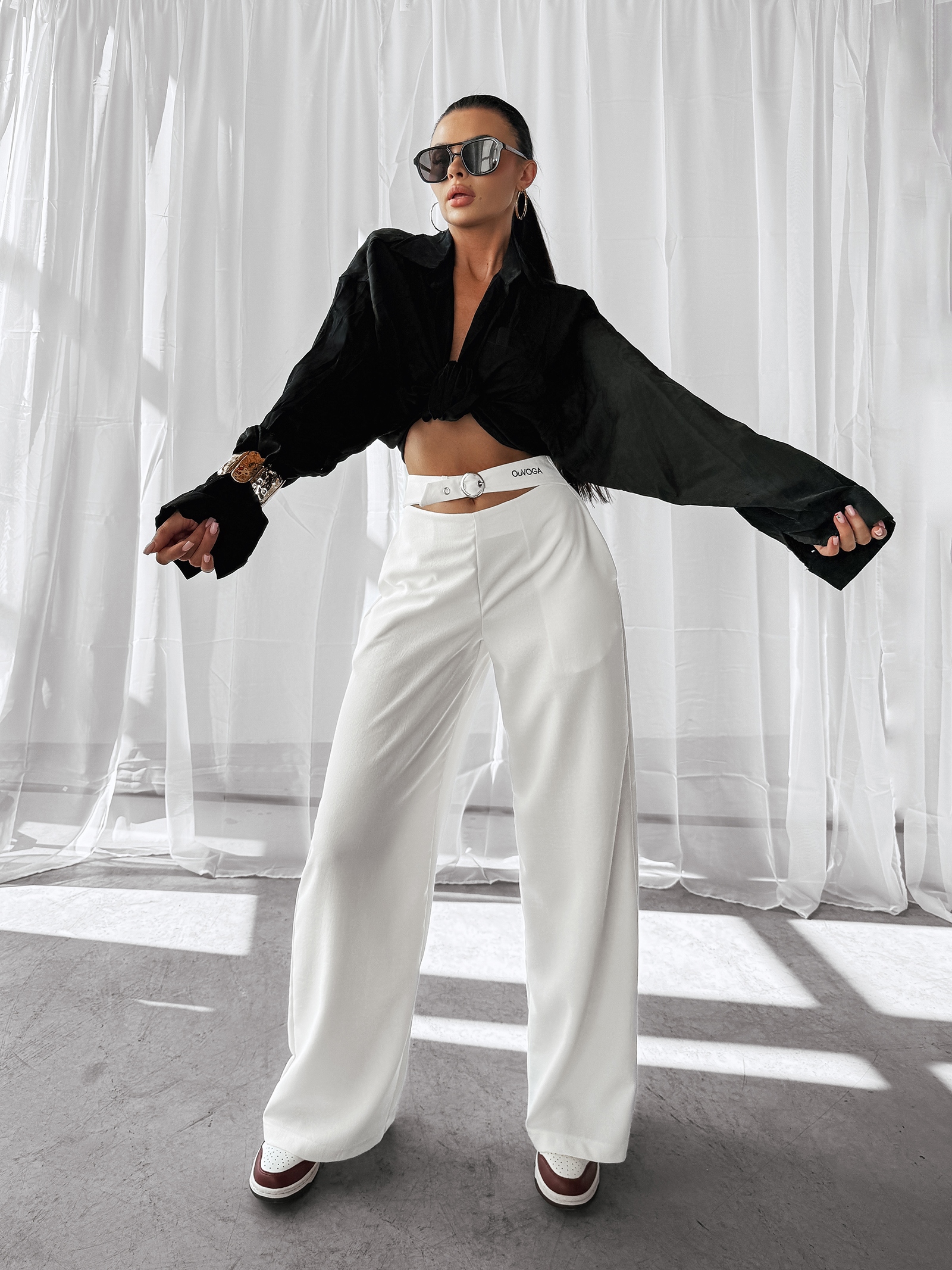 Spodnie casualowe SEINE OLAVOGA ecru