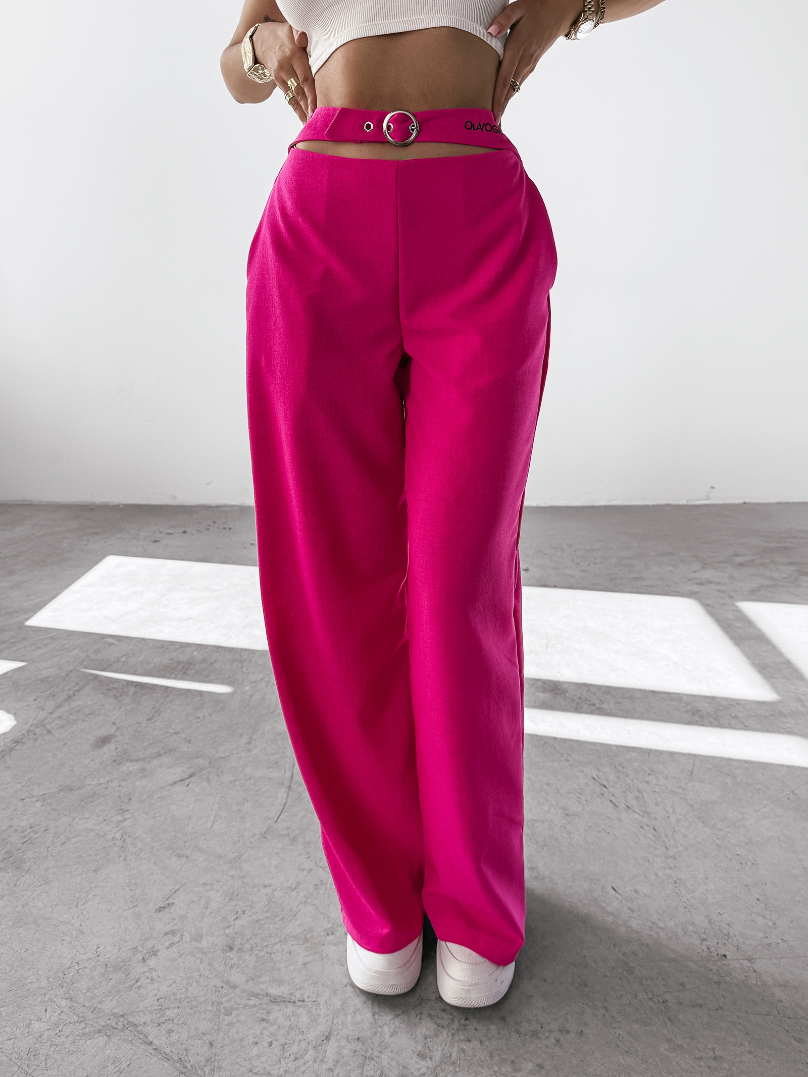 Spodnie casualowe SEINE OLAVOGA amarantowe