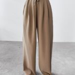 Spodnie z wysokim stanem XAUS OLAVOGA beżowe