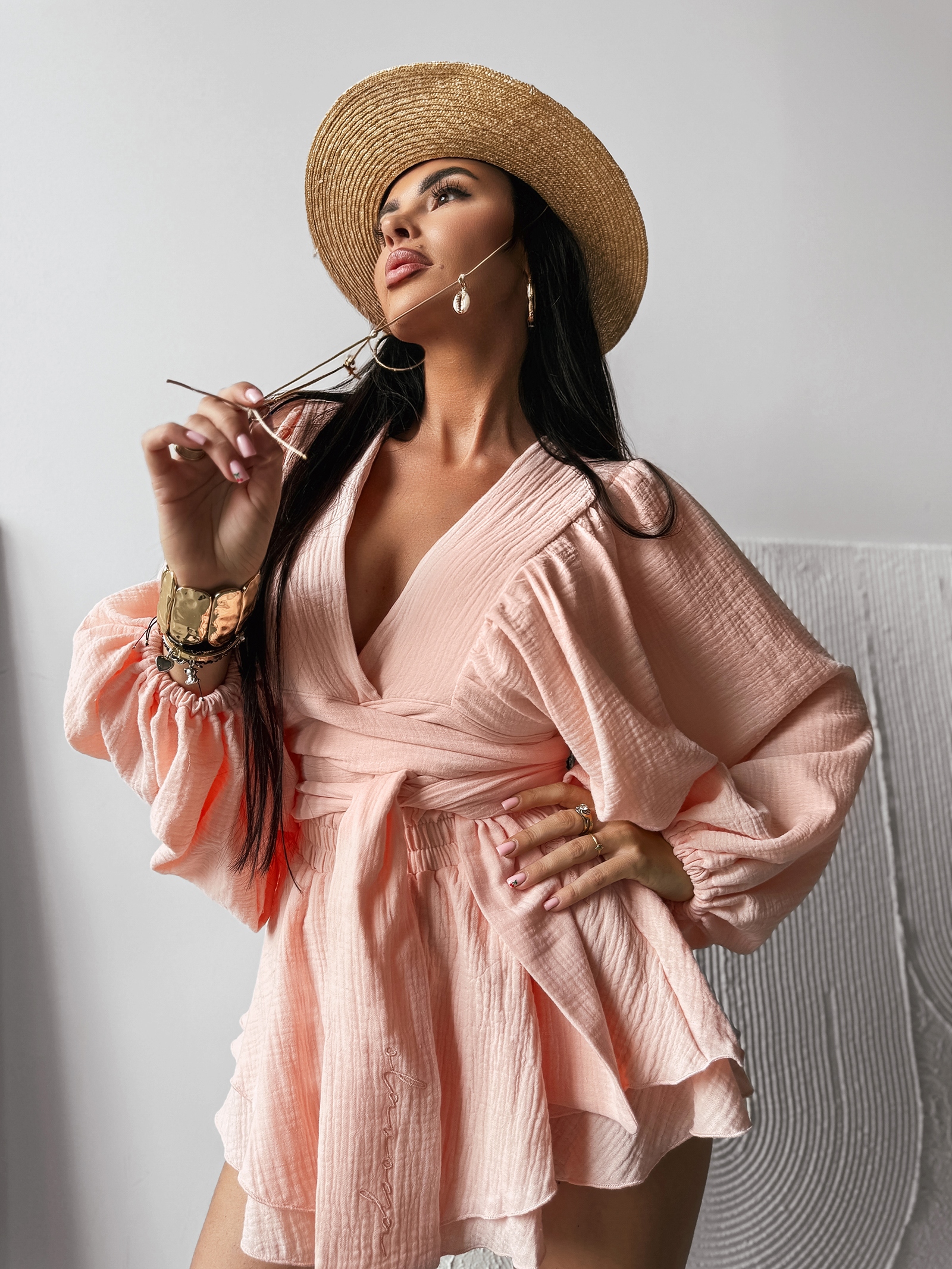 Komplet muślinowy NEGRONI OLAVOGA brzoskwiniowy