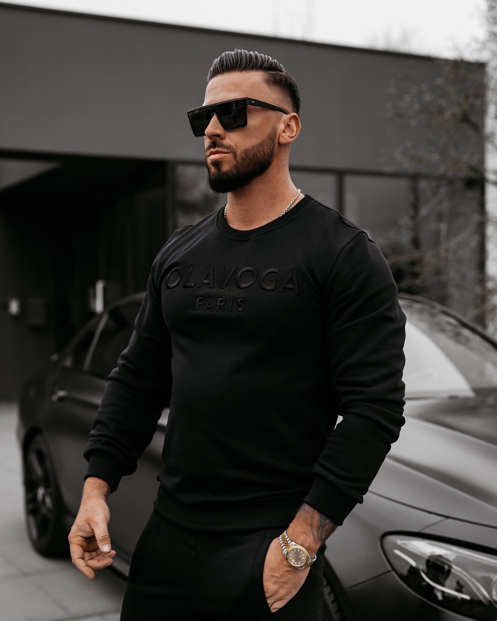 Komplet męski bawełniany KABUL OLAVOGA czarny