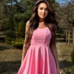 Sukienka rozkloszowana NB Lija różowa