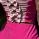 Komplet z kokardkami top + mini NB Kikri różowy