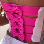 Komplet z kokardkami top + mini NB Kikri jasnoróżowy