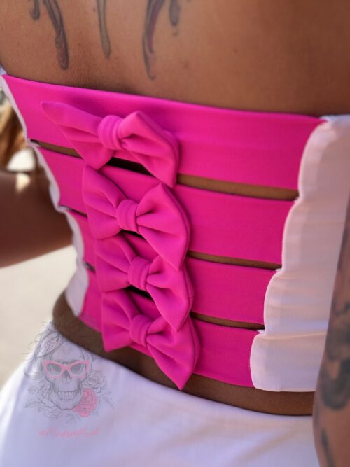 Komplet z kokardkami top + mini NB Kikri jasnoróżowy