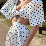 Komplet w kropki NB Bilbi biały