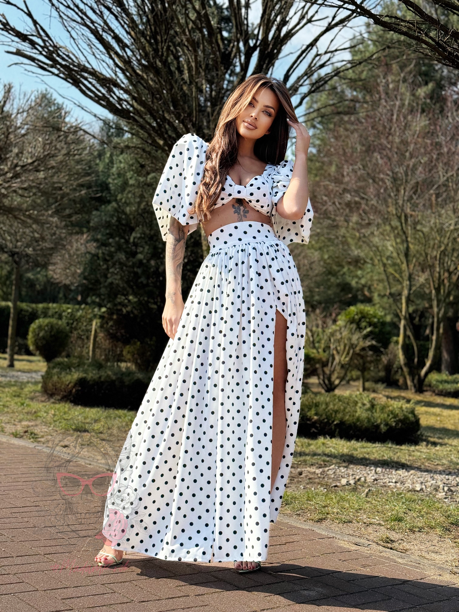 Komplet w kropki NB Bilbi biały