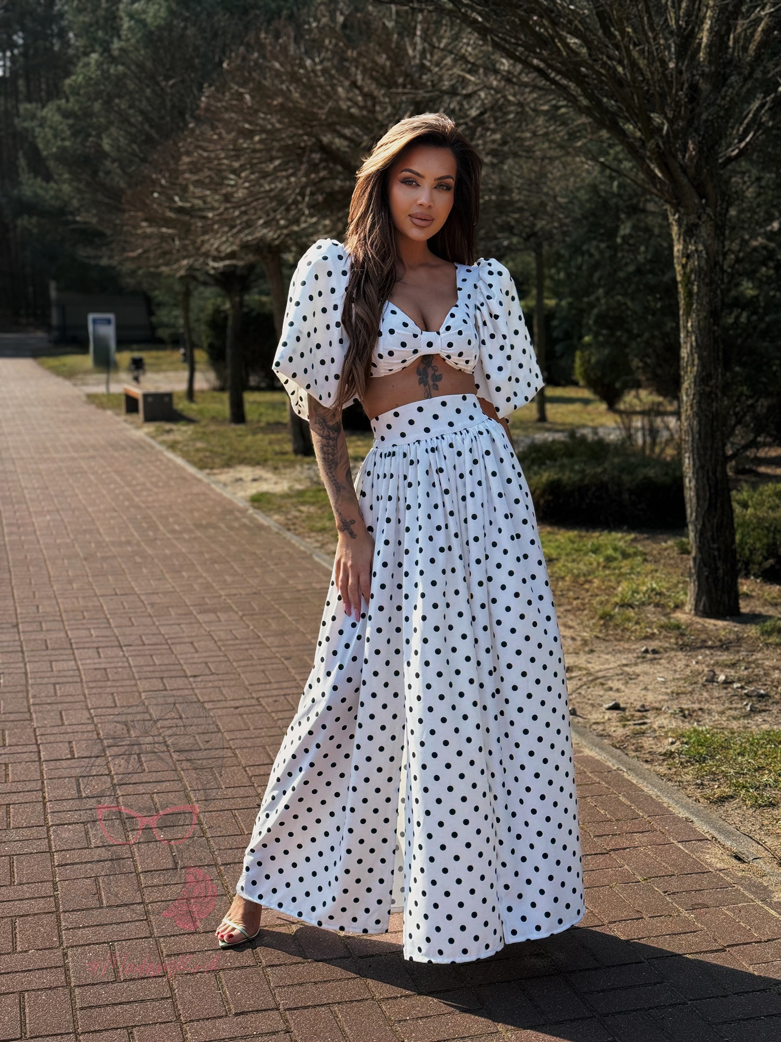 Komplet w kropki NB Bilbi biały