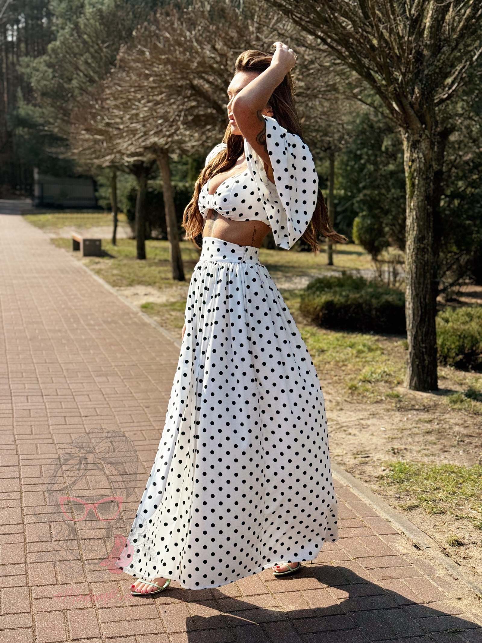 Komplet w kropki NB Bilbi biały