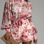 Komplet w kwiaty Dilja Power różowy