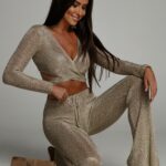 Komplet z metaliczną nitką Hepburn złoty