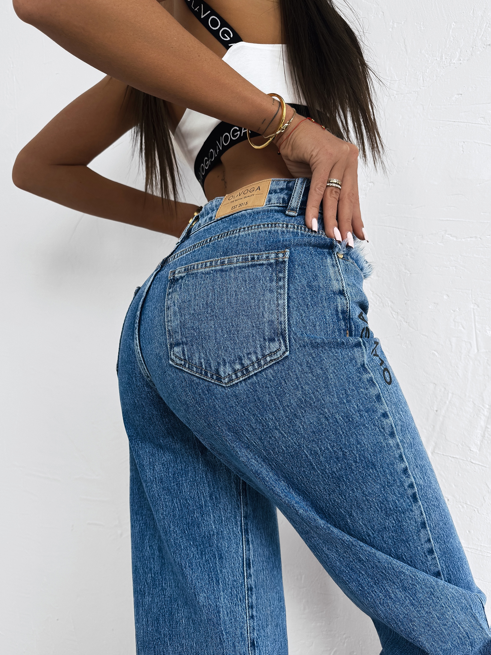 Spodnie jeansowe LEOIA OLAVOGA ciemnoniebieskie