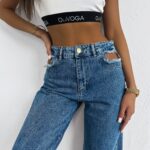 Spodnie jeansowe LEOIA OLAVOGA ciemnoniebieskie