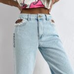 Spodnie jeansowe LEOIA OLAVOGA jasnoniebieskie