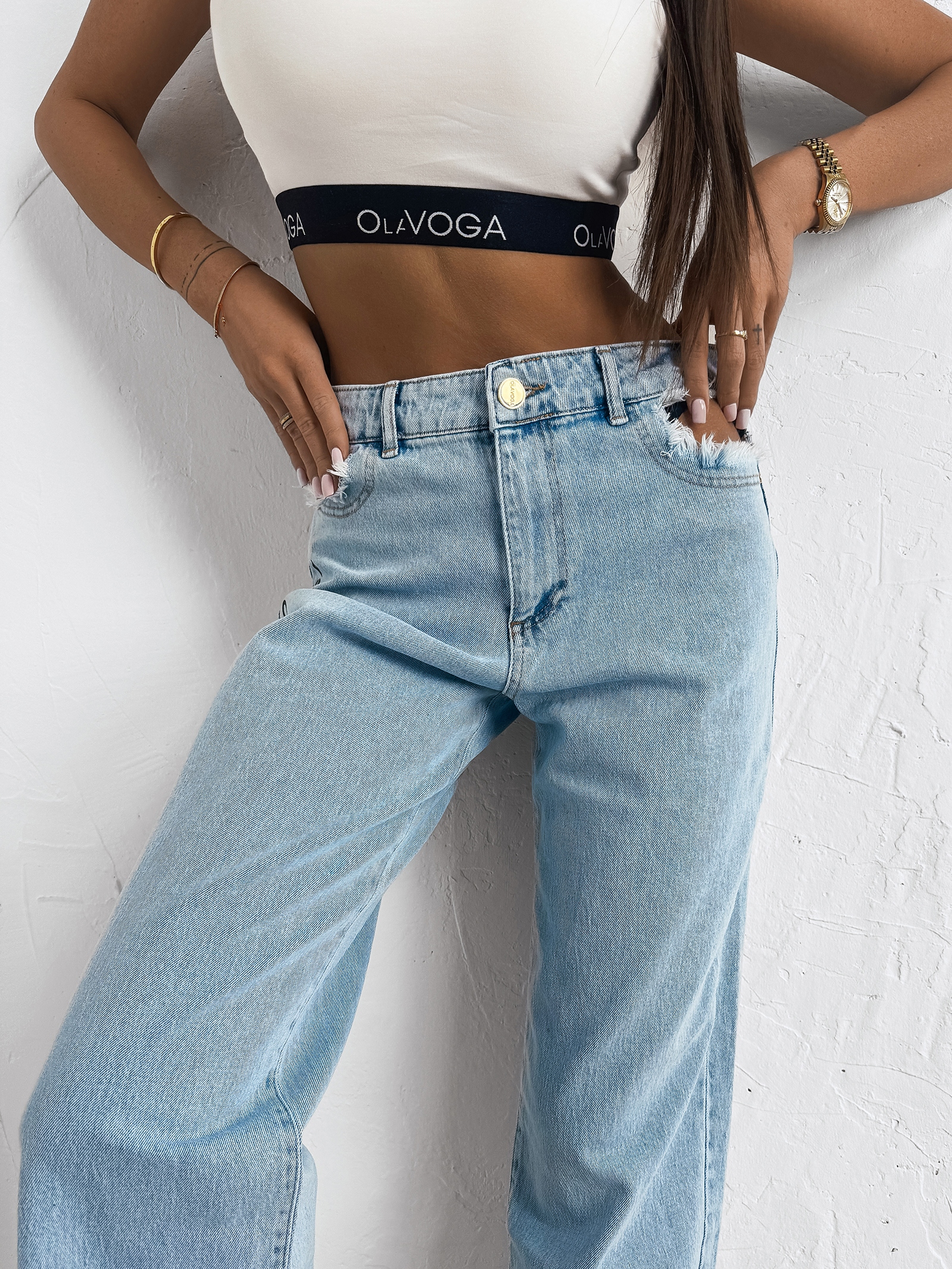 Spodnie jeansowe LEOIA OLAVOGA niebieskie