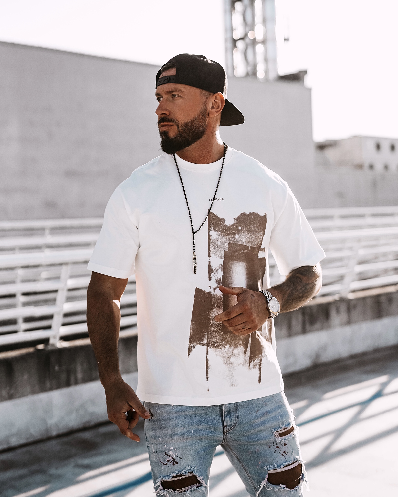 T-shirt męski klasyczny VERNICE OLAVOGA ecru