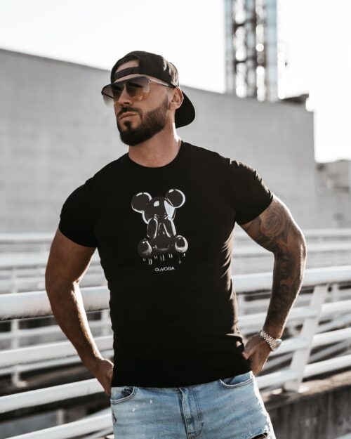 T-shirt męski slim CAVE OLAVOGA czarny