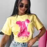 T-shirt z aplikacją GO ON OLAVOGA żółty