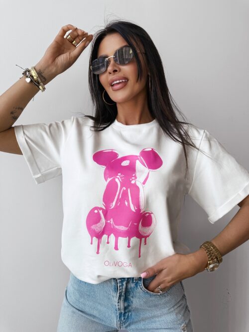 T-shirt z aplikacją GO ON OLAVOGA ecru