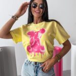 T-shirt z aplikacją GO ON OLAVOGA żółty